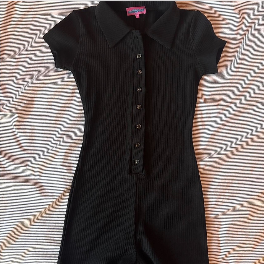 Edikted Black Button-up Bodysuit